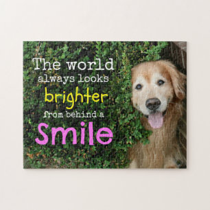 Quebra-cabeça Golden retriever atrás de um sorriso