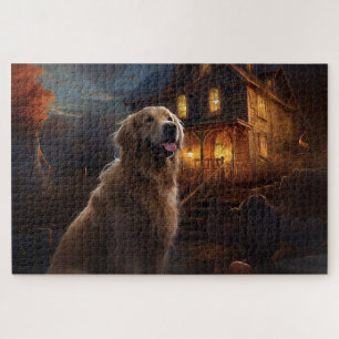 Quebra-cabeça Golden Retriever Dia das Bruxas Assustador