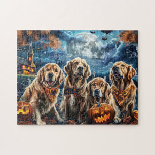 Quebra-cabeça Golden Retriever Halloween Assustador