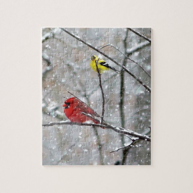 Quebra-cabeça Goldfinch E Cardeal (Vertical)