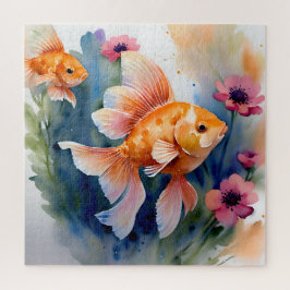 Quebra-cabeça Goldfish Watercolor Floral