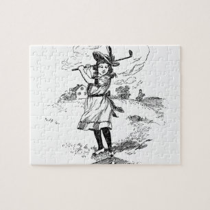 Quebra-cabeça Golf Girl Golfing Vintage Art