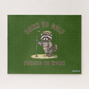 Quebra-cabeça golfe de guaxinim verde engraçado