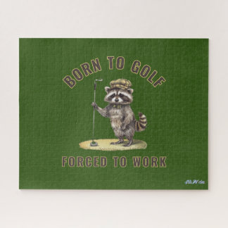 Quebra-cabeça golfe de guaxinim verde engraçado