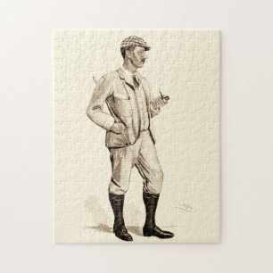 Quebra-cabeça Golfer Vintage com Pipe e Raízes de Cigarro