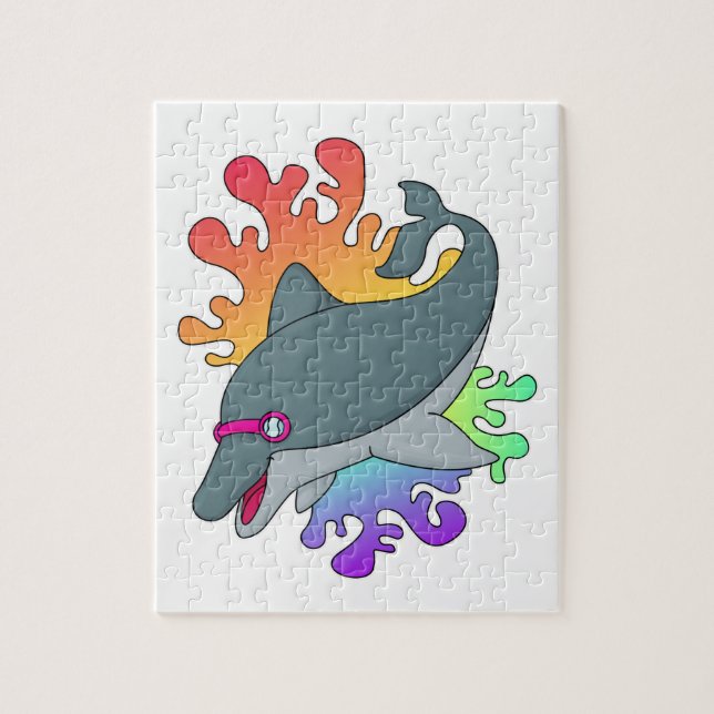 Quebra-cabeça Golfinho a Nadar com óculos de natação (Vertical)