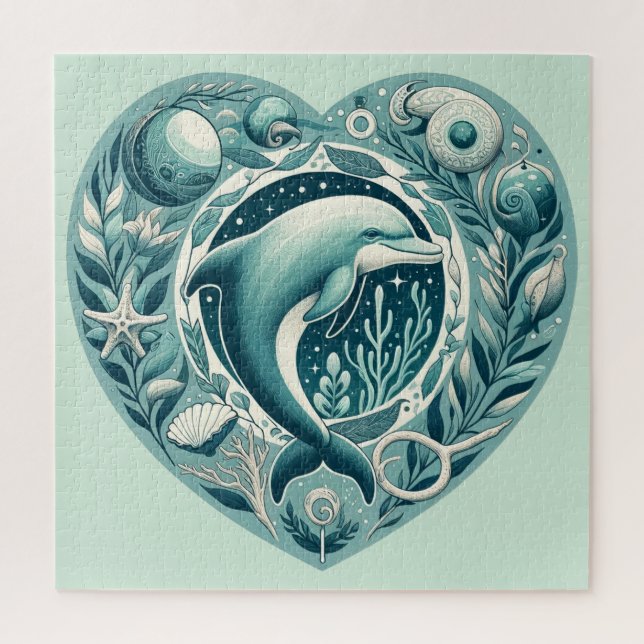 Quebra-cabeça Golfinho de Vida do Oceano (Vertical)