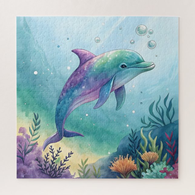 Quebra-cabeça Golfinho pintado à aquarela (Vertical)