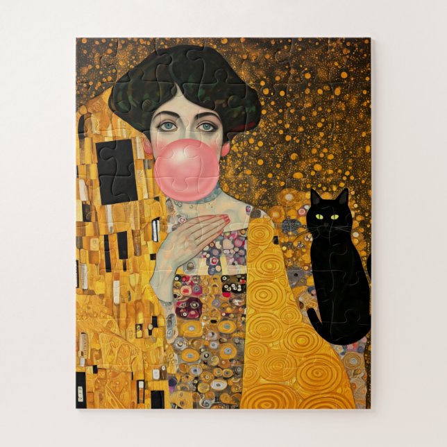 Quebra-cabeça Goma de bolhas rosa com goma de gato preto Gustav  (Vertical)