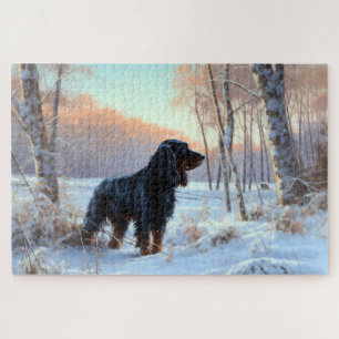 Quebra-cabeça Gordon Setter Deixe Nevar Natal