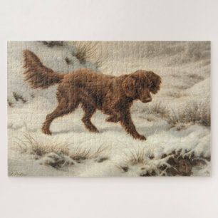 Quebra-cabeça Gordon Setter Dog em uma paisagem de inverno de ne