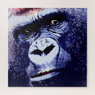 Quebra-cabeça Gorilla Face Blue Pop Art