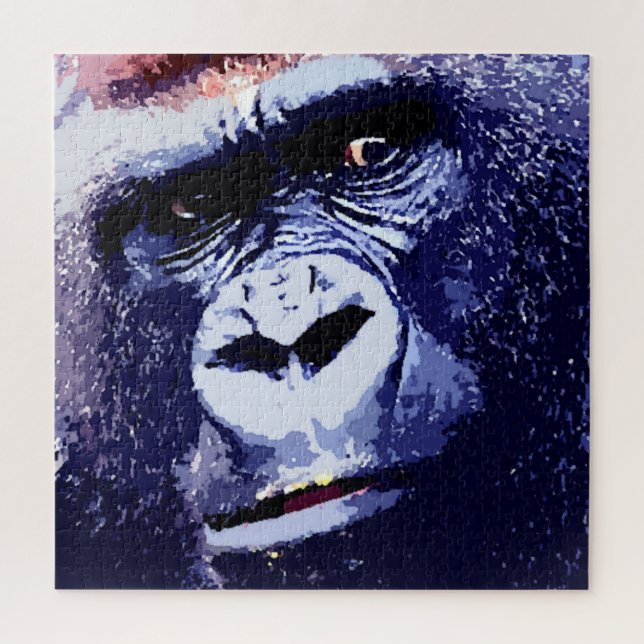 Quebra-cabeça Gorilla Face Blue Pop Art (Vertical)