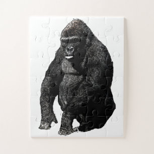 Quebra-cabeça Gorilla Pop Art Preto e Branco