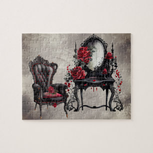 Quebra-cabeça Gothic Boudoir   Vanidade antiga com cadeira de al