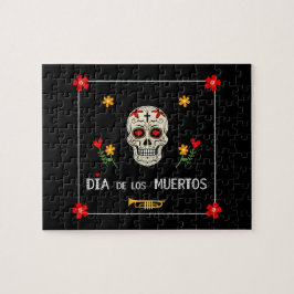 Quebra-cabeça Gótica Black Dia de los Muertos Sugar Flor Crônica