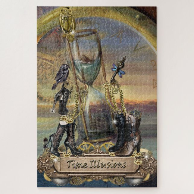 Quebra-cabeça Gótico - Dourado e latão Steampunk (Vertical)