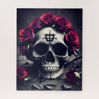 Quebra-cabeça Gótico escuro Macabre - Cabeça Rosa