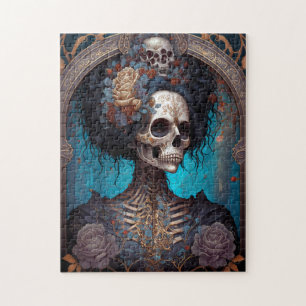 Quebra-cabeça Gótico Skeleton Skull Woman Gothic