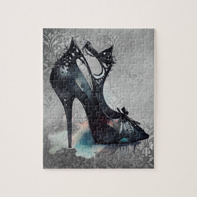 Quebra-cabeça Gótico Vogue Grunge | Teal Splash Stiletto High He (Vertical)