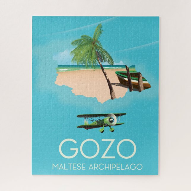 Quebra-cabeça Gozo, Poster de viagens de Mapa do Arquipélago Mal (Vertical)