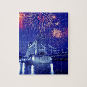 Quebra-cabeça Grã-Bretanha, Londres. Fogos de artifício sobre a