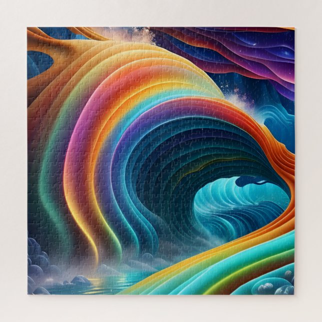 Quebra-cabeça Graceful Bright Rainbow Waterfall (Vertical)