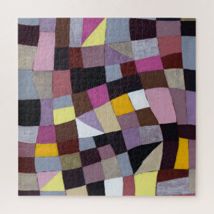 Quebra-cabeça Grade Irregular: pintura Abstrato violeta-amarela.