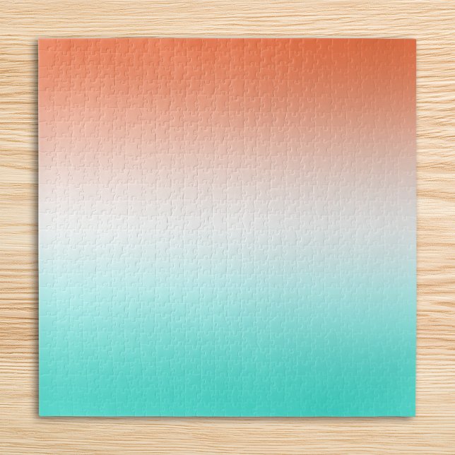 Quebra-cabeça Gradiente Branco Coral e Turquesa (Coral White and Turquoise Gradient Jigsaw Puzzle)