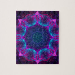 Quebra-cabeça Gradiente de Caleidoscópio Escuro e Azul Neon