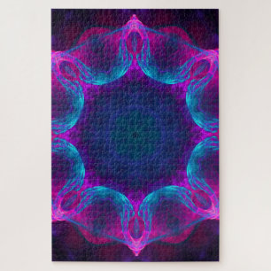 Quebra-cabeça Gradiente de Caleidoscópio Escuro e Azul Neon