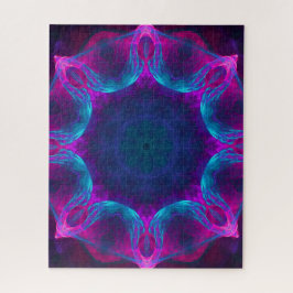 Quebra-cabeça Gradiente de Caleidoscópio Escuro e Azul Neon