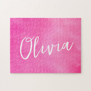 Quebra-cabeça Gradiente de Nome Personalizado Ombre Rosa