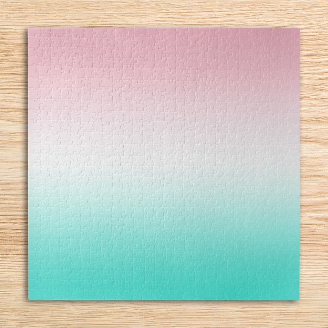Quebra-cabeça Gradiente Rosa Branco e Turquesa (Pink White and Turquoise Gradient Jigsaw Puzzle)
