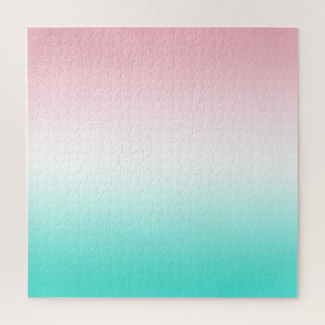 Quebra-cabeça Gradiente Rosa Branco e Turquesa (Vertical)