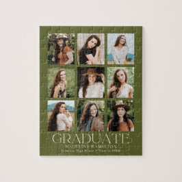 Quebra-cabeça Graduação de Colagem de Fotos em Verde Azul Modern