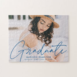 Quebra-cabeça Graduação de Foto de Script Azul Moderno