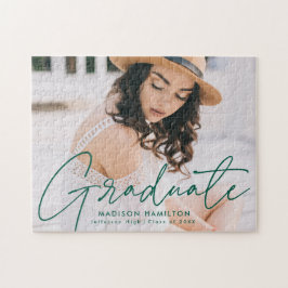 Quebra-cabeça Graduação de Fotos de Script Verde Moderno