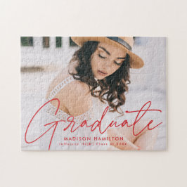 Quebra-cabeça Graduação de Fotos de Script Vermelho Moderno