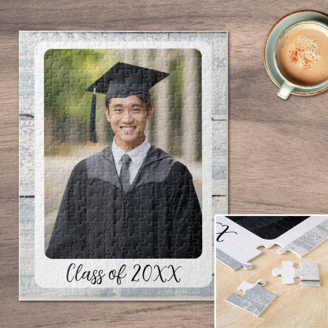 Quebra-cabeça Graduação de Fotos Personalizada (Custom Photo Class of 20xx Graduation Jigsaw Puzzle)