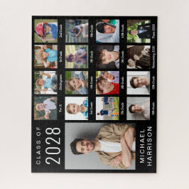 Quebra-cabeça Graduação Moderna 17 Colagem de Fotos Preta
