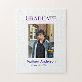 Quebra-cabeça Graduation photo name class of 20XX blue simple bo