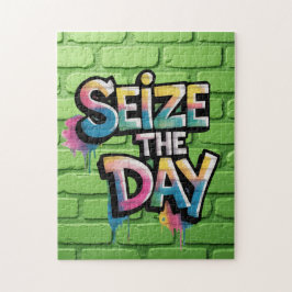 Quebra-cabeça Graffiti Colorful Text Saying Seize The Day