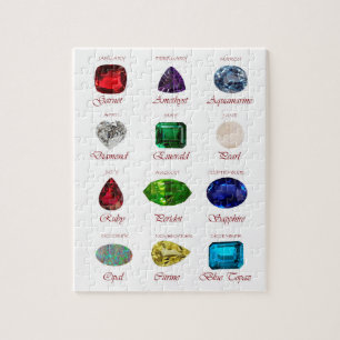 Quebra-cabeça Gráfico Birthstone, Gráfico Gemstones, 12 Meses