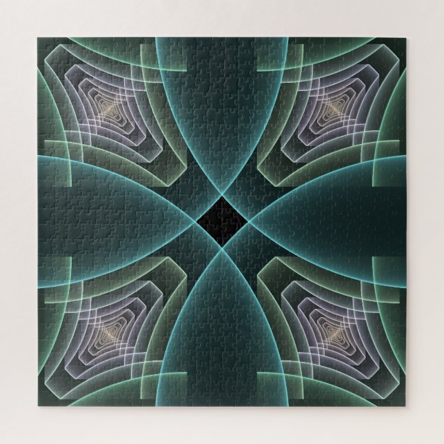 Quebra-cabeça Gráfico de Arte Geométrica Teal Moderna (Vertical)