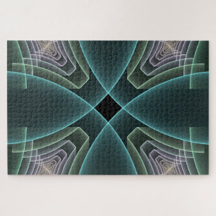 Quebra-cabeça Gráfico de Arte Geométrica Teal Moderna