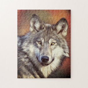 Quebra-cabeça Gráfico de Pintura de Lobo de Cinzas