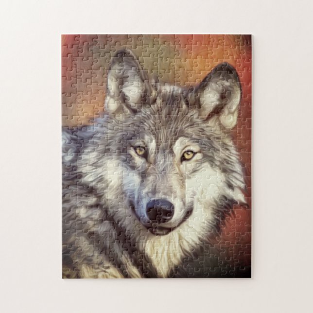 Quebra-cabeça Gráfico de Pintura do Lobo da cinza (Vertical)