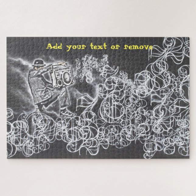 Quebra-cabeça Grafite divertido, jogando um guetoblaster. (Horizontal)