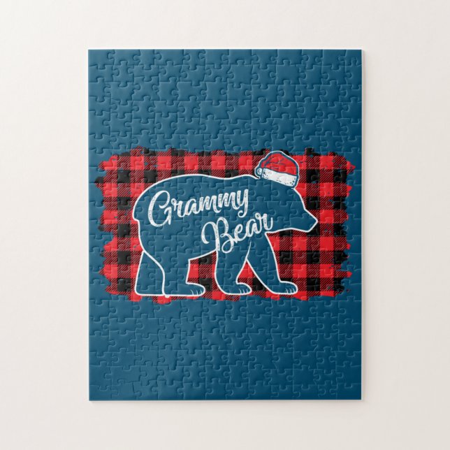 Quebra-cabeça Grammy Bear Christmas Red Xadrez Buffalo (Vertical)